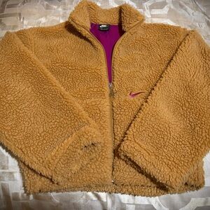 Nike Camel Sherpa Jacket with Magenta Lining